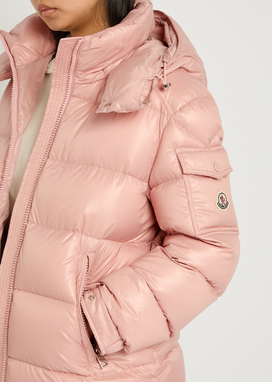 Moncler Maire Padded Hooded Laqué Nylon Jacket Light Pink