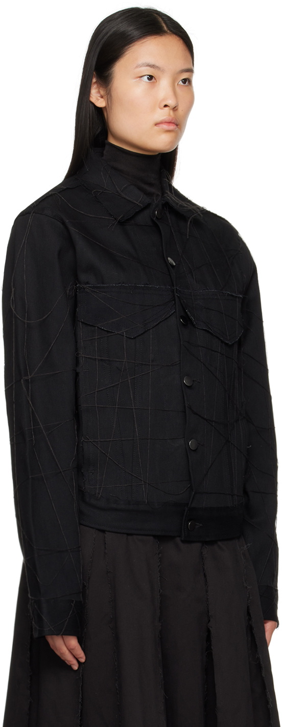AIREI Black Stitched Denim Jacket