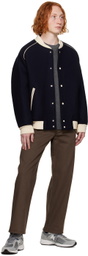 POTTERY Navy Oversized Bomber Jacket