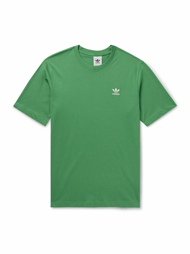 Photo: adidas Originals - Essentials Logo-Embroidered Cotton-Jersey T-Shirt - Green