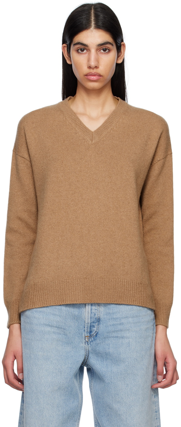 S Max Mara Tan V-Neck Sweater S Max Mara