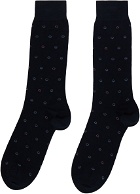 Ferragamo Navy Medium Gancini Jacquard Socks