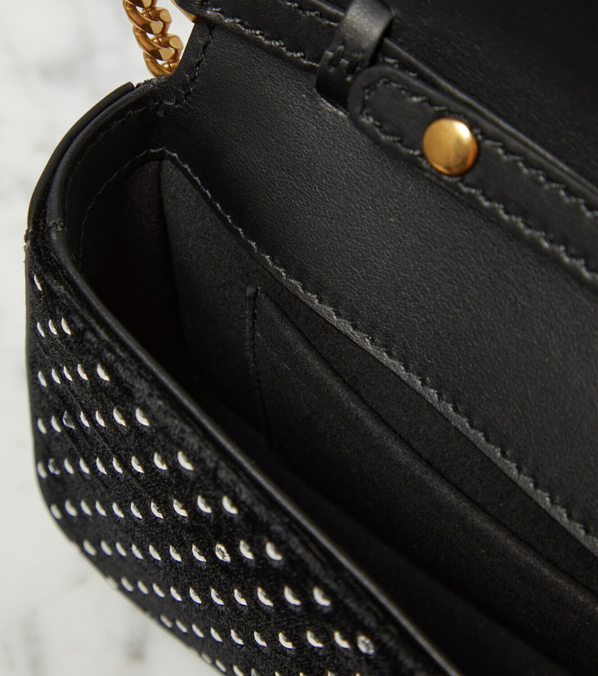 Balmain B-Buzz Mini studded velvet crossbody bag