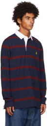 Polo Ralph Lauren Burgundy & Navy Rugby Long Sleeve Polo