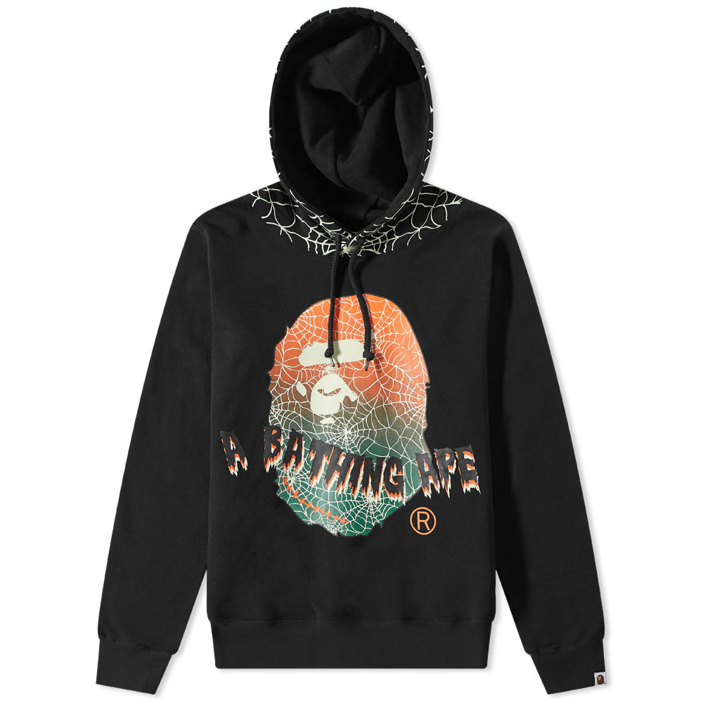 BAPE Mens Black Print Halloween Ape Head Glow in The Dark Pullover Hoodie Size: XXL