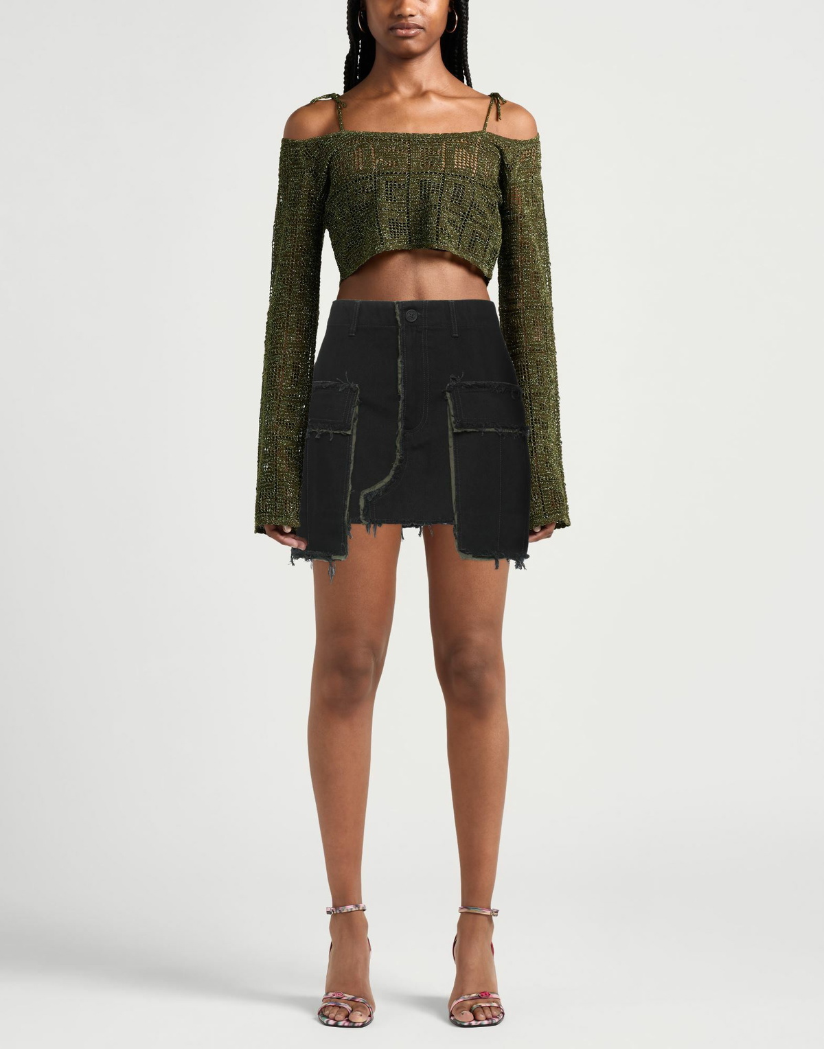 Heron Preston Womens Denim skirt in Black