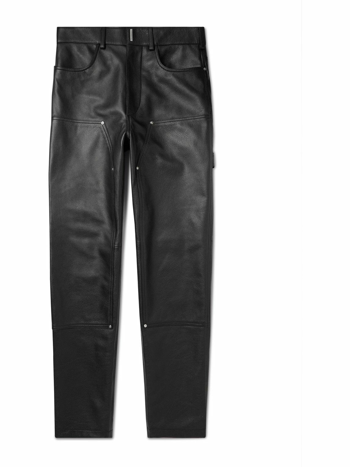 Photo: Givenchy - Straight-Leg Full-Grain Leather Trousers - Black