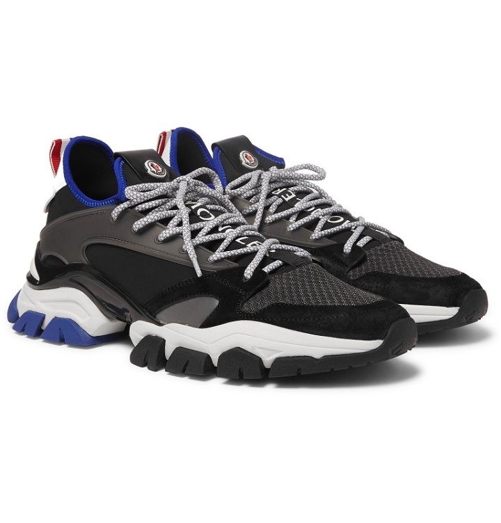 Photo: Moncler - Trevor Mesh, Neoprene, Suede and Rubber Sneakers - Black