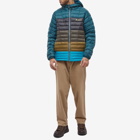 Cotopaxi Men's Fuego Down Hooded Jacket in Colour Block Deep Ocean Stripes