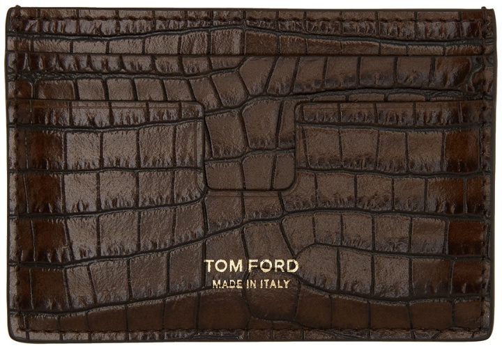 Photo: TOM FORD Brown Croc T Line Card Holder