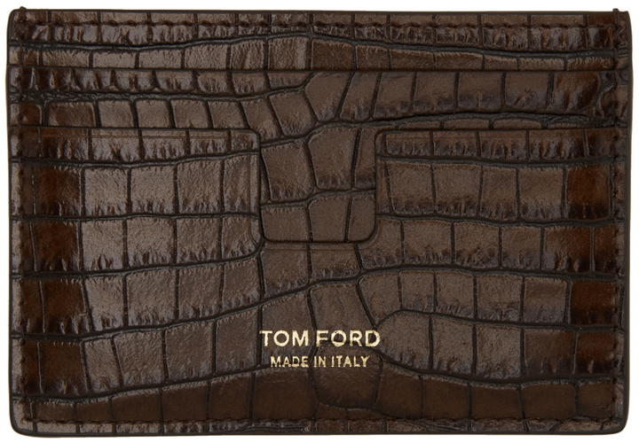 Photo: TOM FORD Brown Croc T Line Card Holder