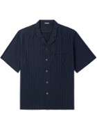 Barena - Bagolo Camp-Collar Pinstriped Crinkled Cotton-Poplin Shirt - Blue