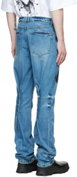 We11done Blue Back Snap Flare Jeans