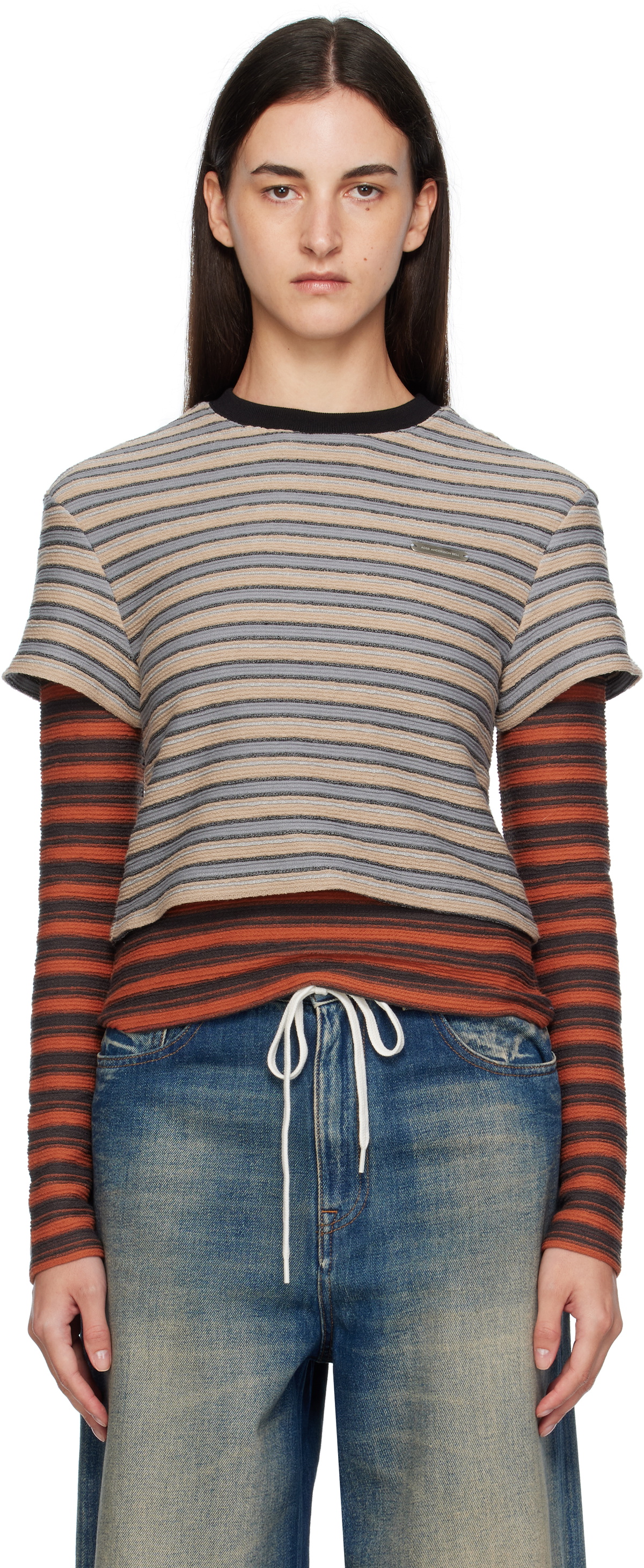 Andersson Bell Beige & Orange Stripe LS T-shirt
