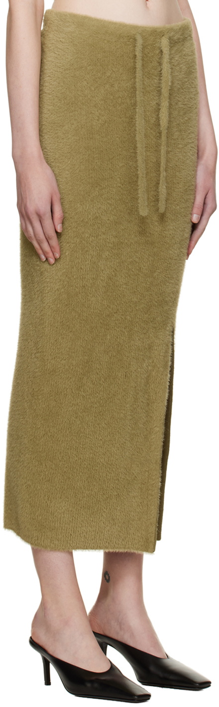 Ester Manas Green Fluffy Peephole Midi Skirt