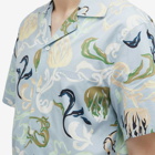 Lanvin Men's Short Sleeve Patch Vacation Shirt in Azure