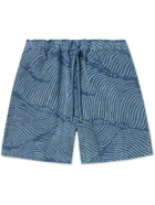 OAS - Straight-Leg Cotton-Terry Jacquard Drawstring Shorts - Blue