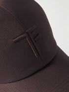 TOM FORD - Leather-Trimmed Logo-Embroidered Cotton-Canvas Baseball Cap - Brown