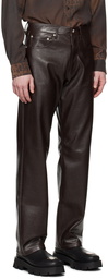 MISBHV Brown Straight-Leg Faux-Leather Trousers