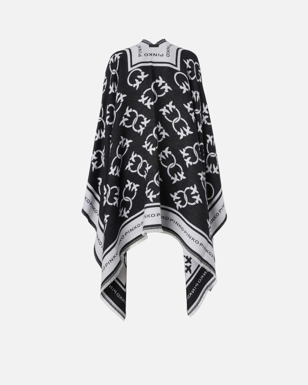 Pinko Jacquard Cape With Monogram Logo Black/Cream