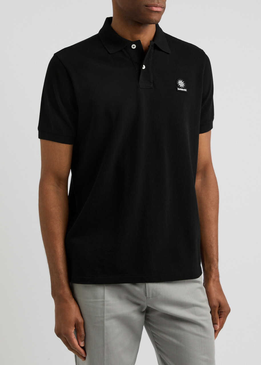Sandbanks Logo Piqué Cotton Polo Shirt Black