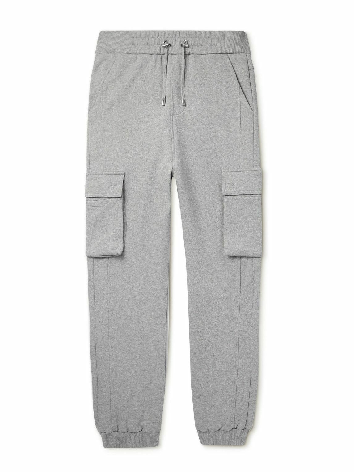 Photo: Balmain - Logo-Print Cotton-Jersey Cargo Sweatpants - Gray