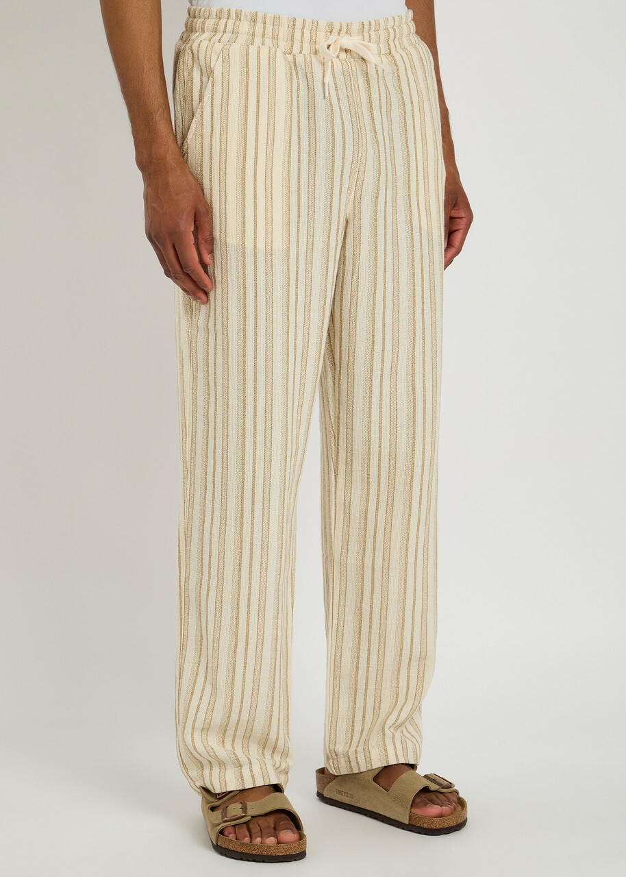 Les Deux Houston Stripe Cotton-blend Trousers Ecru