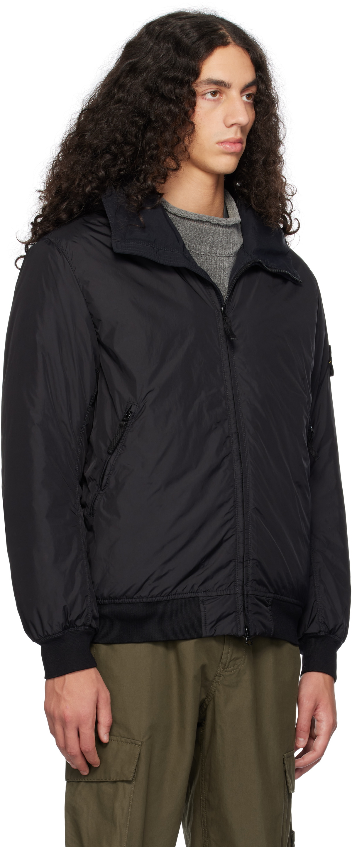 Stone Island Black 40823 Crinkle Reps R-NY Jacket Stone Island