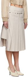 Rokh Beige Double Layered Pleated Midi Skirt