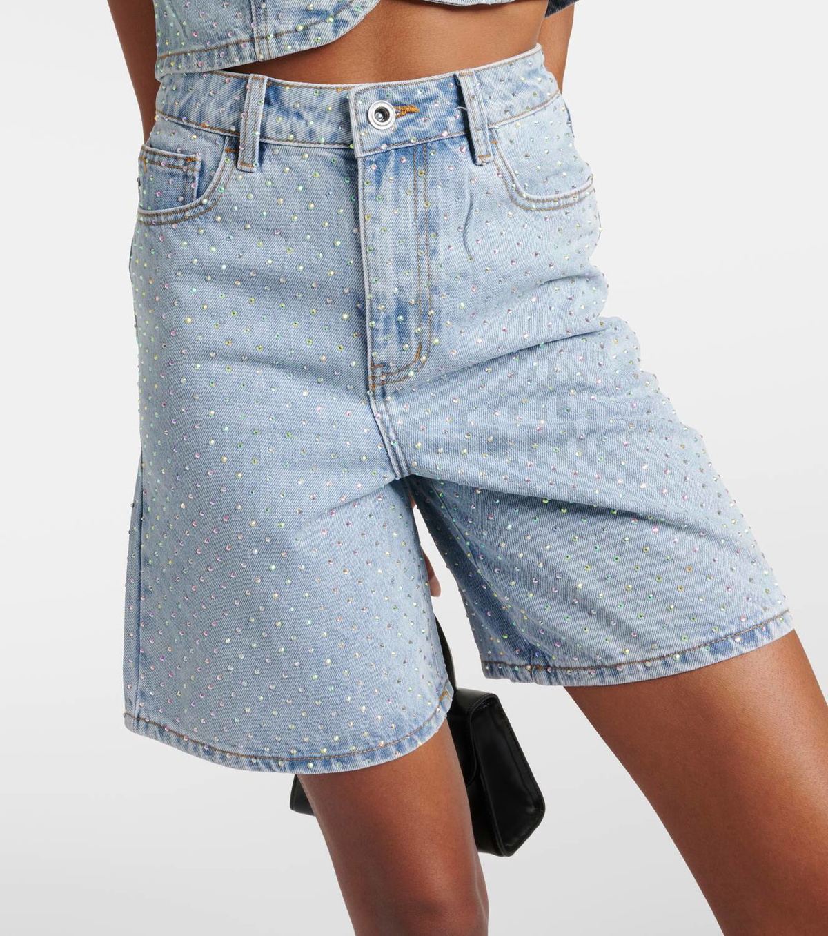 Self-Portrait Embellished denim shorts