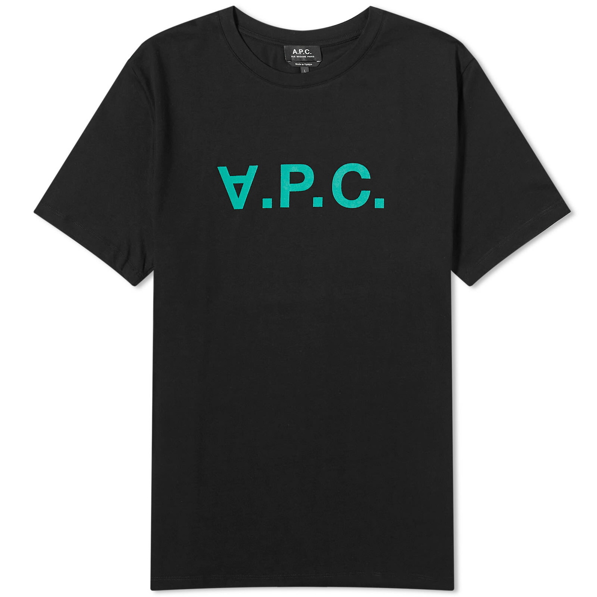 A.P.C｜SHORT-SLEEVED ROUND NECK T-SHIRTS (VPC T-Shirt (C A.P.C. Men's VPC Logo T-Shirt in Black/Green A.P.C.