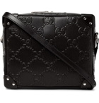 GUCCI - Logo-Embossed Perforated Leather Messenger Bag - Black