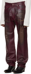 424 Burugndy Fivepocket Leather Pants