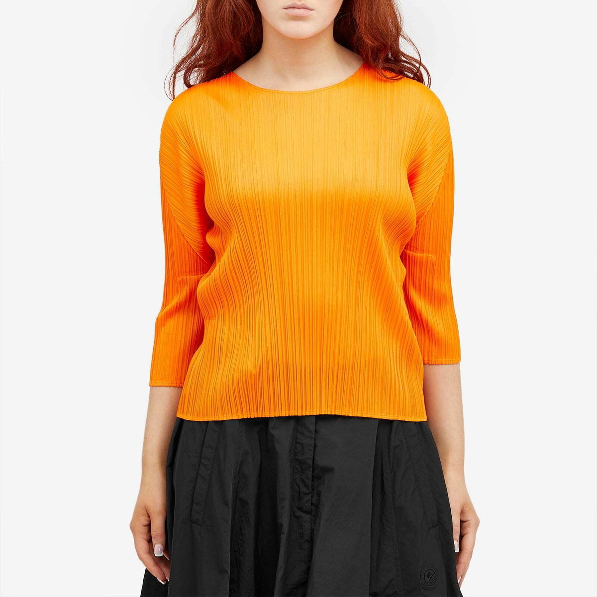 Pleats Please Issey Miyake Women's Short Sleeve Top in Orange