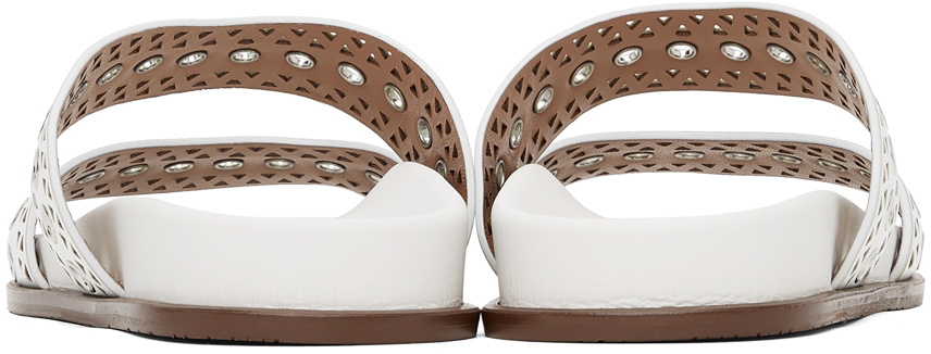 PRA STRAP SLIDES SANDALS WHITE LAMBSKIN