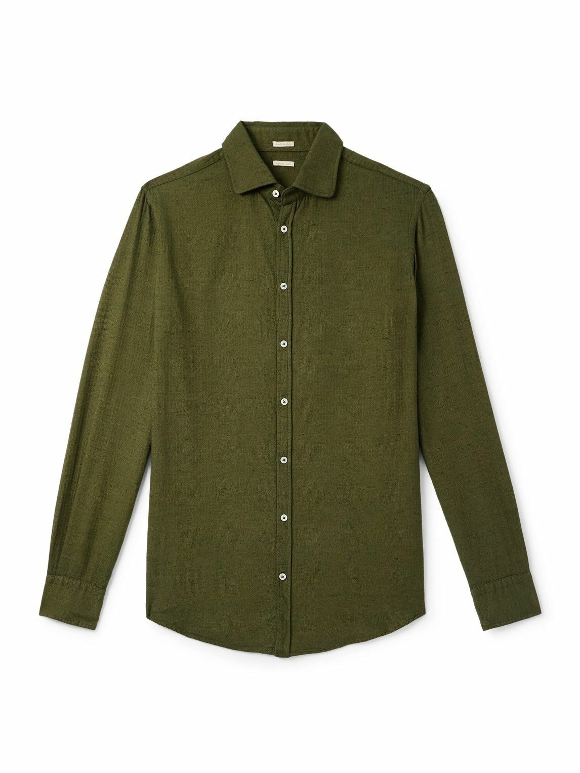 Massimo Alba - Canary Herringbone Cotton-Blend Flannel Shirt - Green