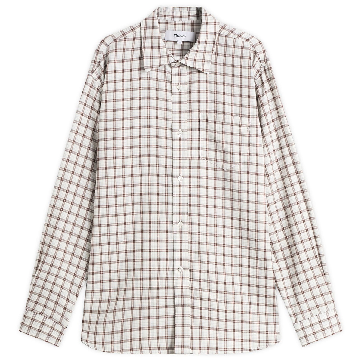 Palmes Men's Cotton Merino Shirt in White/Brown