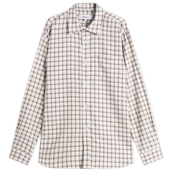 Photo: Palmes Men's Cotton Merino Shirt in White/Brown