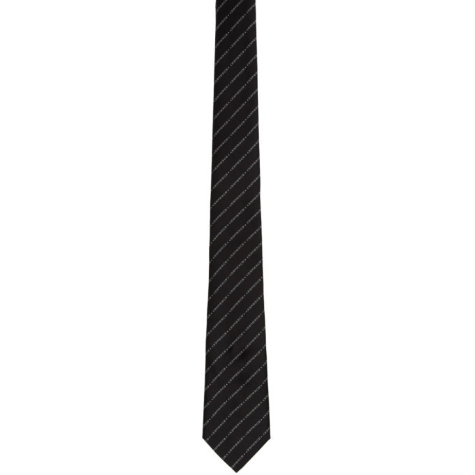 Photo: Burberry Black and White Striped Logo Tie