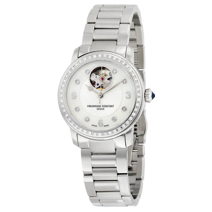 Photo: Frderique Constant Heart Beat Automatic Mother of Pearl Diamond Dial Stainless Steel Ladies Watch FC-310HBAD2PD6B
