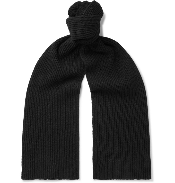 Photo: Mr P. - Ribbed Alpaca-Blend Scarf - Black