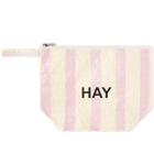 HAY Recycled Candy Stripe Wash Bag - Medium in Red/Yellow