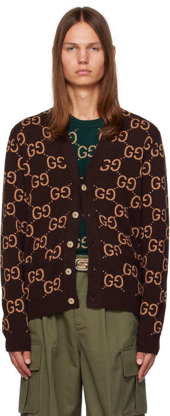 GUCCI グッチ カーディガン ブラウン ポケット付き Gucci Brown GG Cardigan Gucci