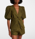 Adriana Degreas Puff-sleeve cotton-blend top