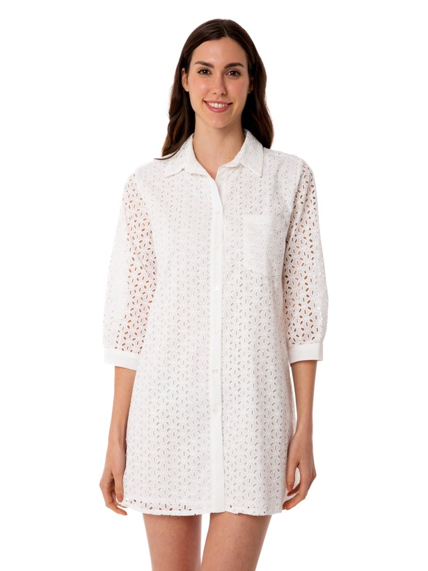 Photo: MC2 Saint Barth Woman White Sangallo Shirt Mini Dress