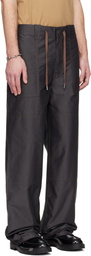 Lanvin Gray Wide-Leg Chambray Cargo Pants