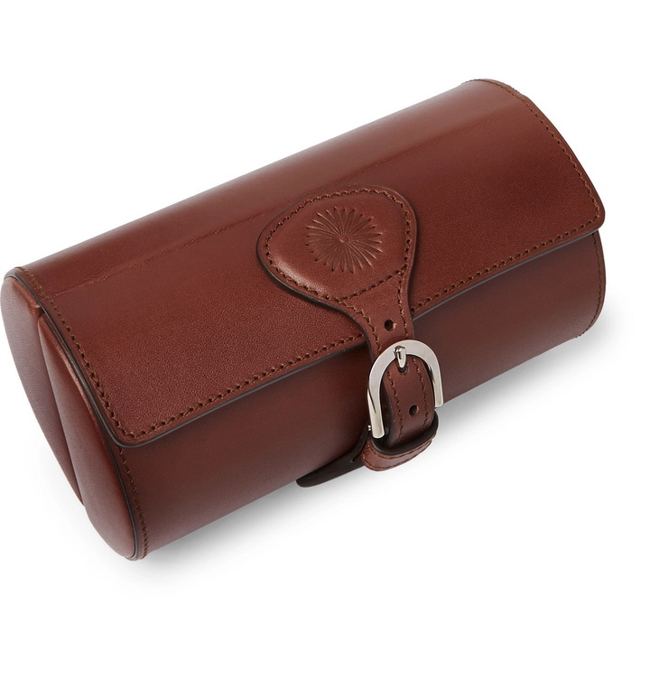 Photo: Purdey - Travel Leather Double Watch Roll - Brown