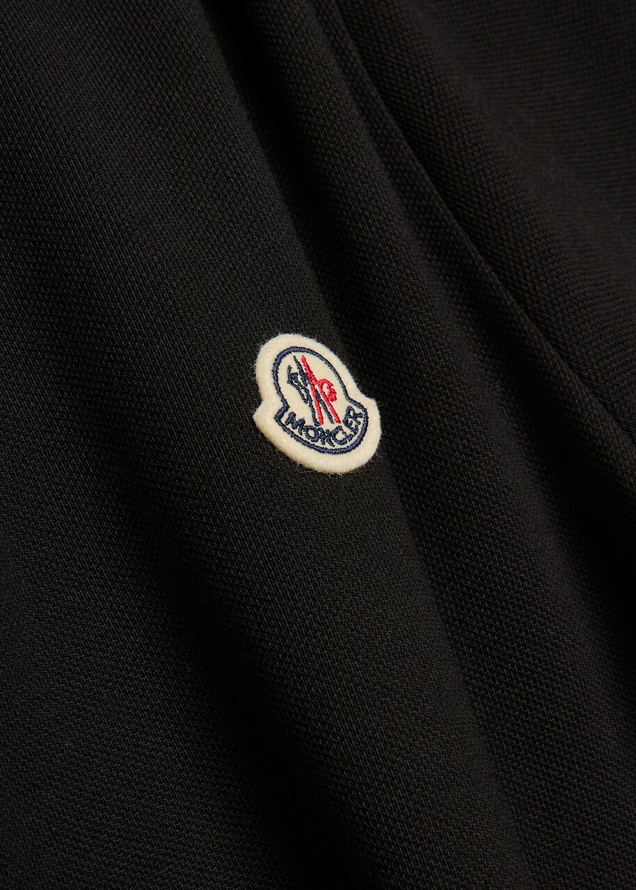 Moncler Logo-appliquéd Piqué Cotton Polo Shirt Black