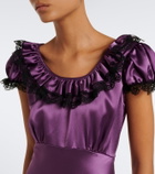Rodarte Lace-trimmed satin maxi dress