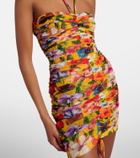 Dolce&Gabbana Ruched floral halterneck minidress